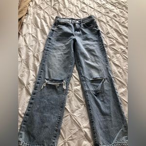 Women’s Express Light Wash Ripped Straight Ankle Jeans Size 00